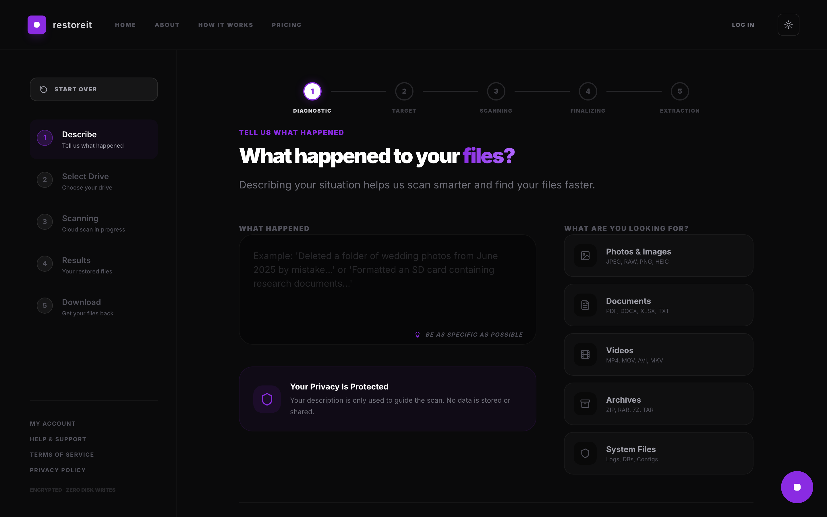 RestoreIt scan intake